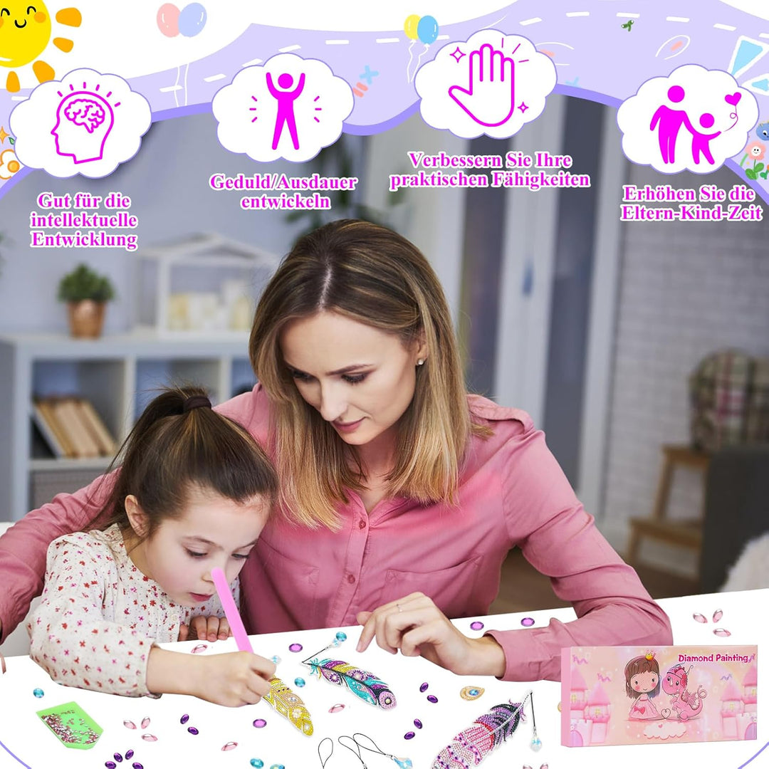 Diamond Painting Kinder, Bastelset Kinder ab 6 Jahre, Basteln Geschenke für Mädchen 6-11 Jahre DIY L