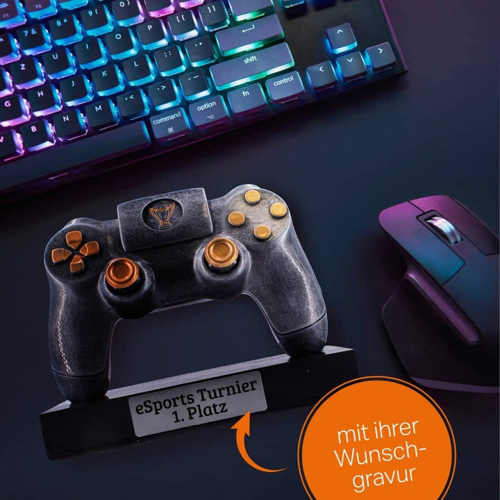 Deitert Esports Pokal mit Gravur, Maus Gaming Controller mit Wunschtext, Gamer Deko, Trophäe mit Gam