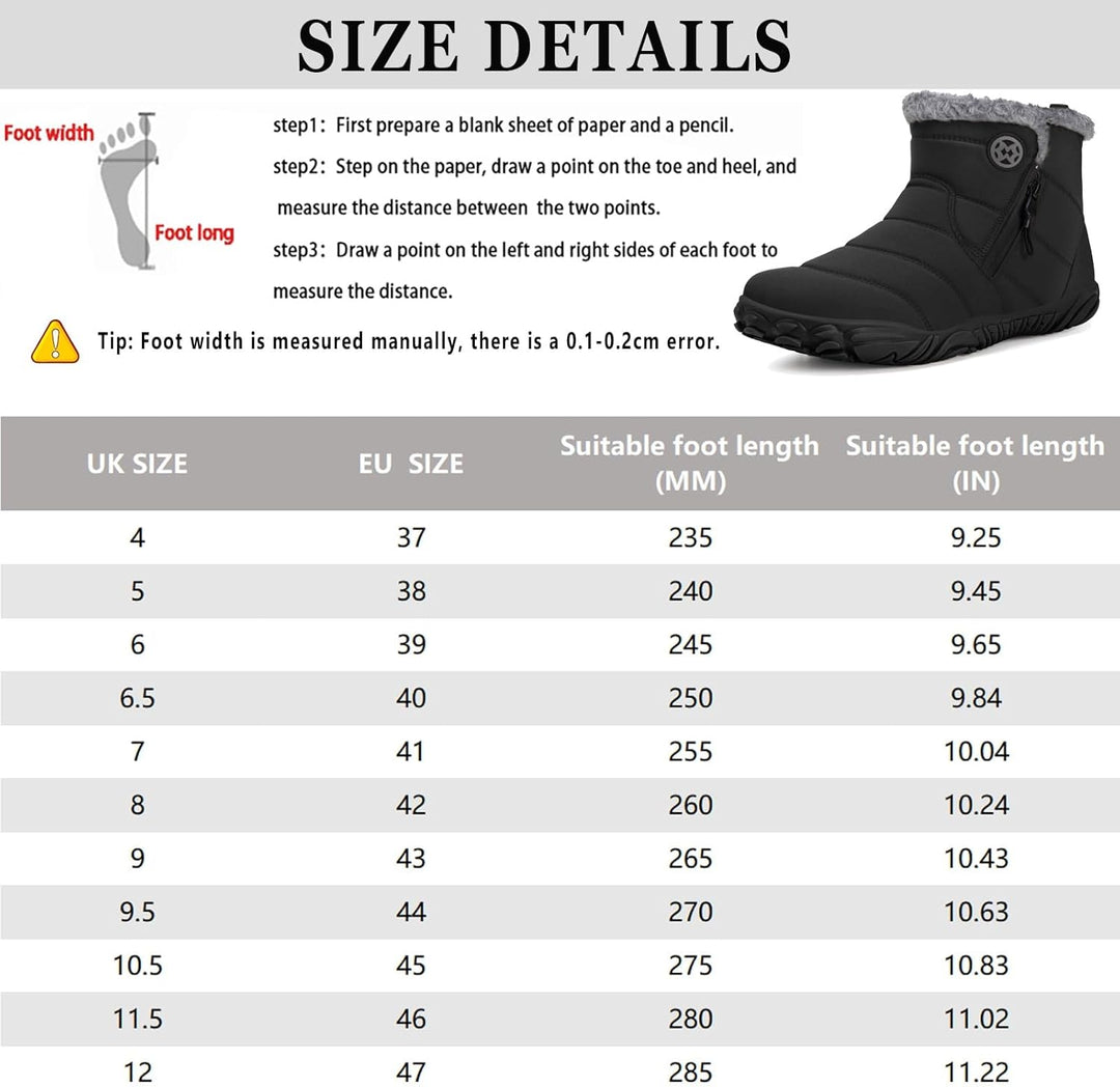 Sisttke Barfussschuhe Herren Gefüttert Winterschuhe Damen Warm Winterstiefel Winter rutschfeste Brei