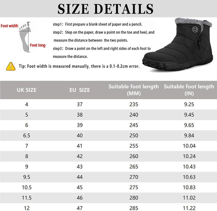 Sisttke Barfussschuhe Herren Gefüttert Winterschuhe Damen Warm Winterstiefel Winter rutschfeste Brei