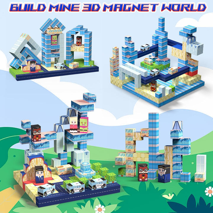 Magnetische Bausteine, 150 Stück Magnetic Blocks Set, Magnetische Bausteine Bauspielzeug, Magnetisch