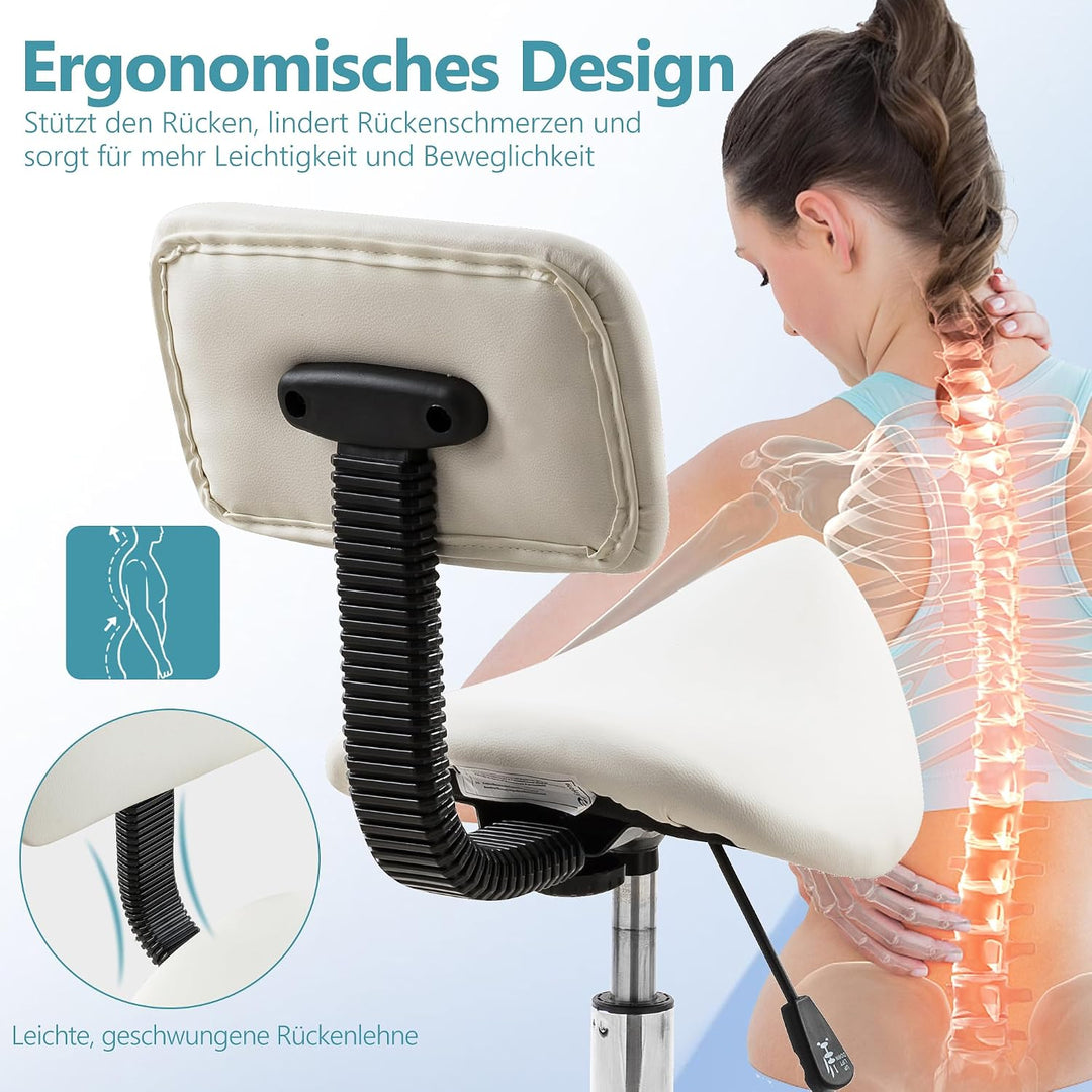 Mingone Sattelhocker Ergonomischer Arbeitshocker 360° Drehbarer Hocker Höhenverstellbarer Bürohocker