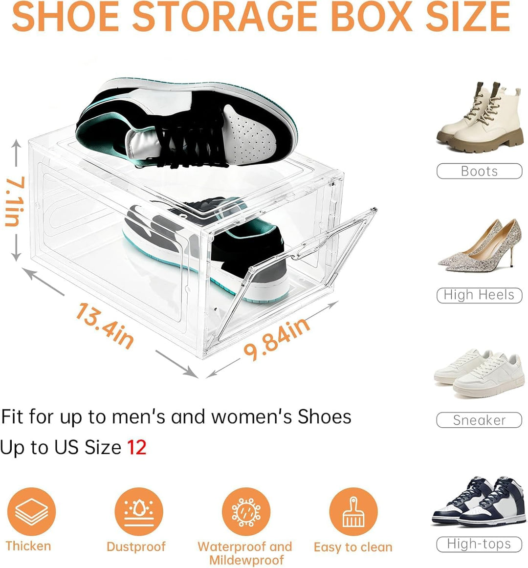 Aliscatre Schuhboxen, transparenter Kunststoff, stapelbar, 6 Stück, Schuh-Organizer für Schrank, Sch