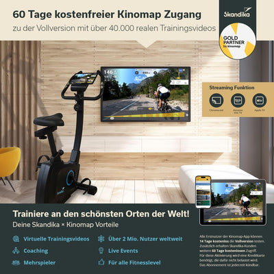 Skandika Heimtrainer Fahrrad Bragi | Hometrainer für Zuhause, 7 kg Schwungmasse, Magnetbremssystem,
