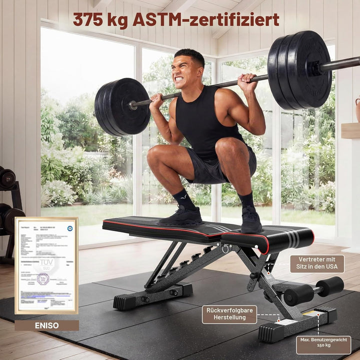 YOLEO klappbare Hantelbank Multifunktion Training Fitness Bank Bauchtrainer Schrägbank mit 7-Fach Ve