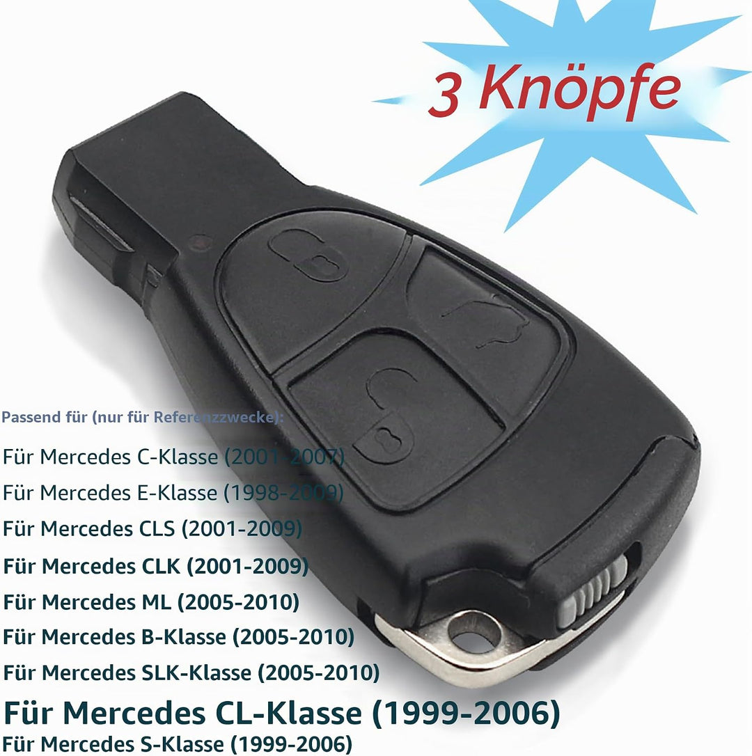 Heart Horse 3 Tasten Gehäuse der Fernbedienung für Mercedes, Schlüssel Gehäuse Funkschlüssel Fernbed