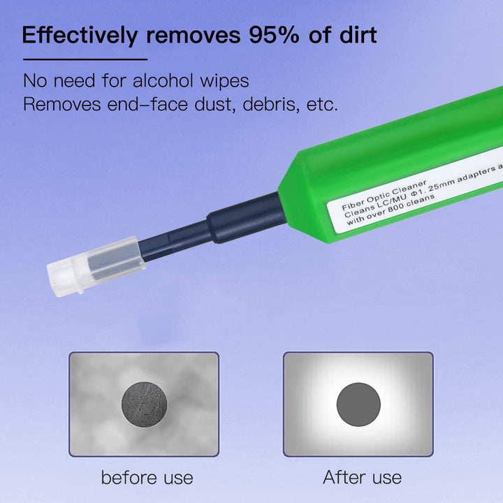 MSDADA 1 Stück Glasfaser Reinigungsstifte für LC/MU Stecker, Fiber Optic Cleaner 800+ Endface und Op
