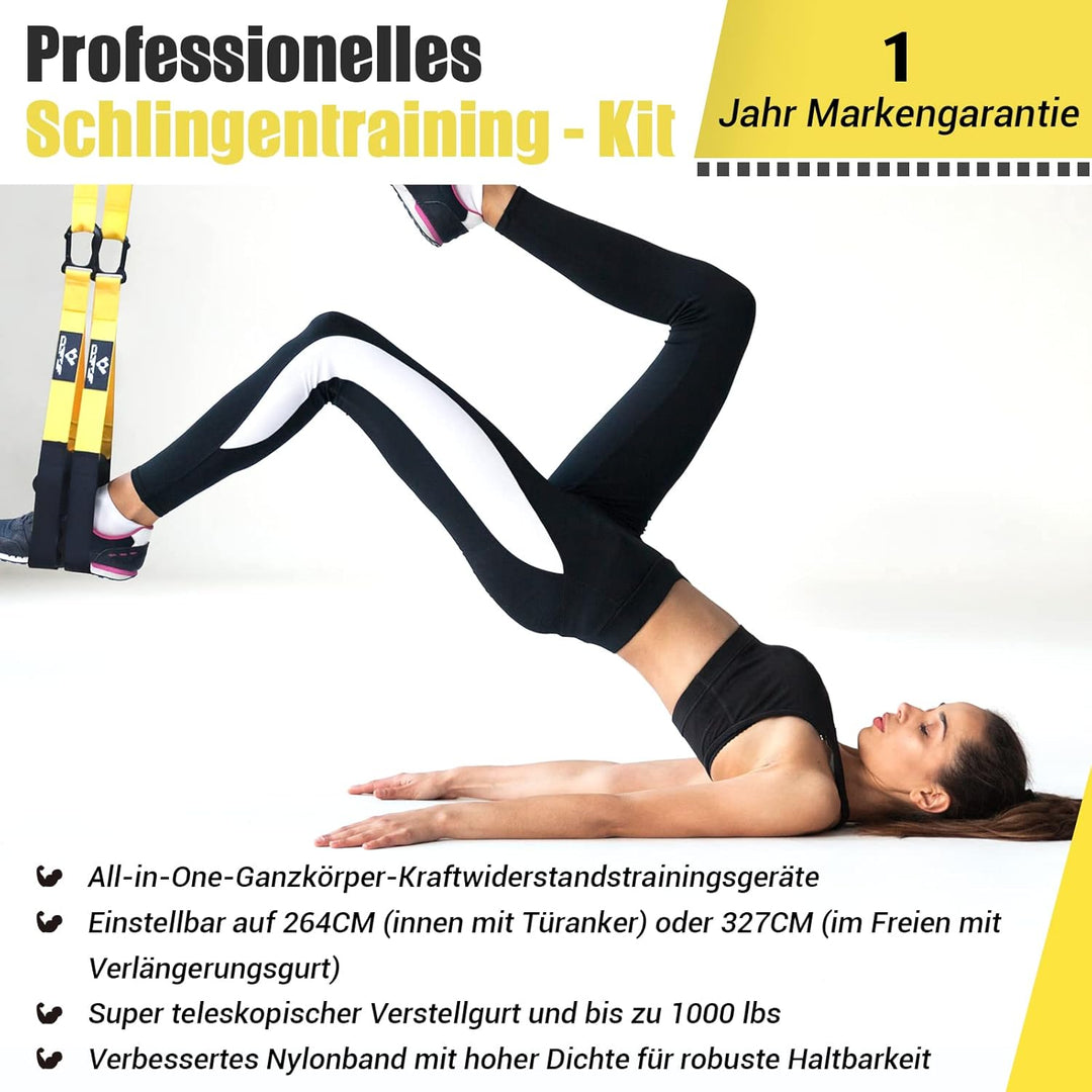 Schlingentrainer, Sling Trainer für EIN Ganzkörpertraining, Schlingentrainer für zuhause mit Grossem