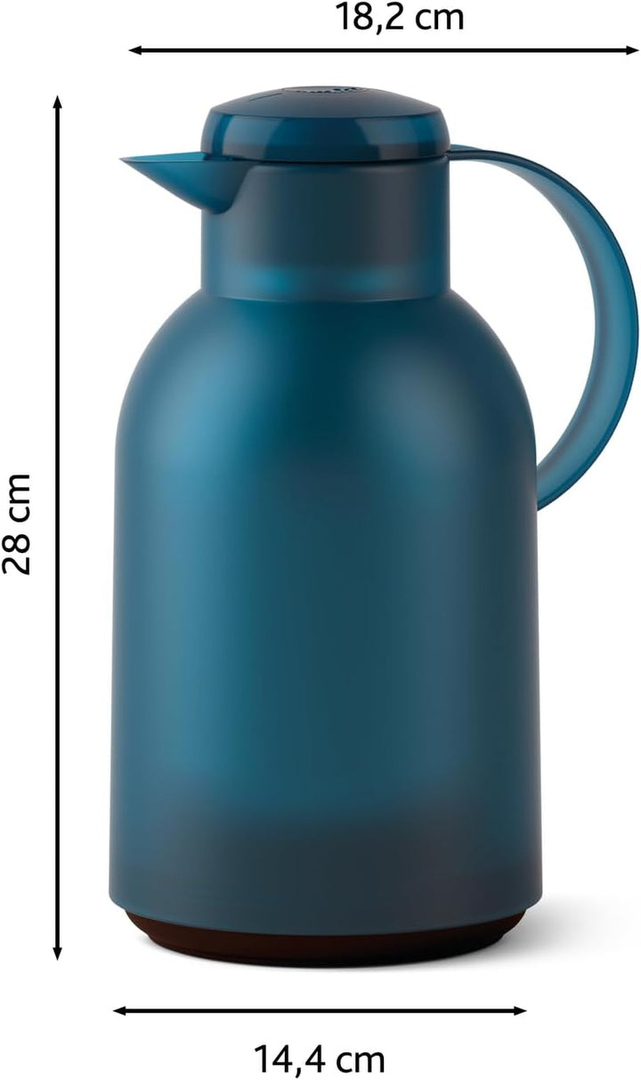 Emsa N40120 Samba Isolierkanne |1,5 Liter | Quick Press Verschluss | 12h heiss und 24h kalt | Transl