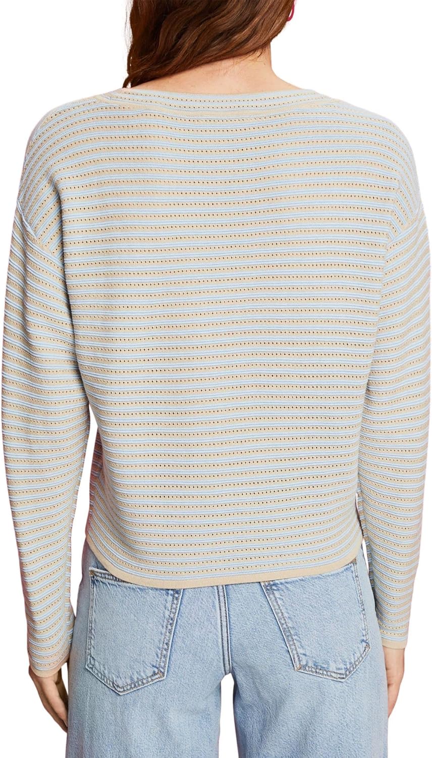 ESPRIT Streifenpullover im Strickmix L New Pastel Blue, L New Pastel Blue