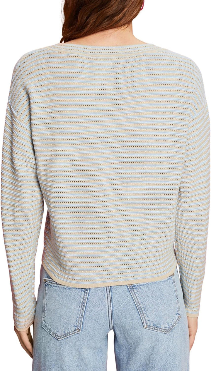 ESPRIT Streifenpullover im Strickmix L New Pastel Blue, L New Pastel Blue