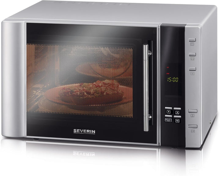 SEVERIN 3-in-1 Mikrowelle mit Grill und Heissluftfunktion, Minibackofen mit 10 Automatik-Programmen,
