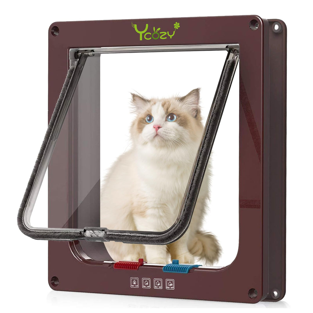 Ycozy XL Katzentür Aussengrösse 27.8 x 25cm 4 Wege Verriegelung Indoor Haustier Tür für Innen Aussen