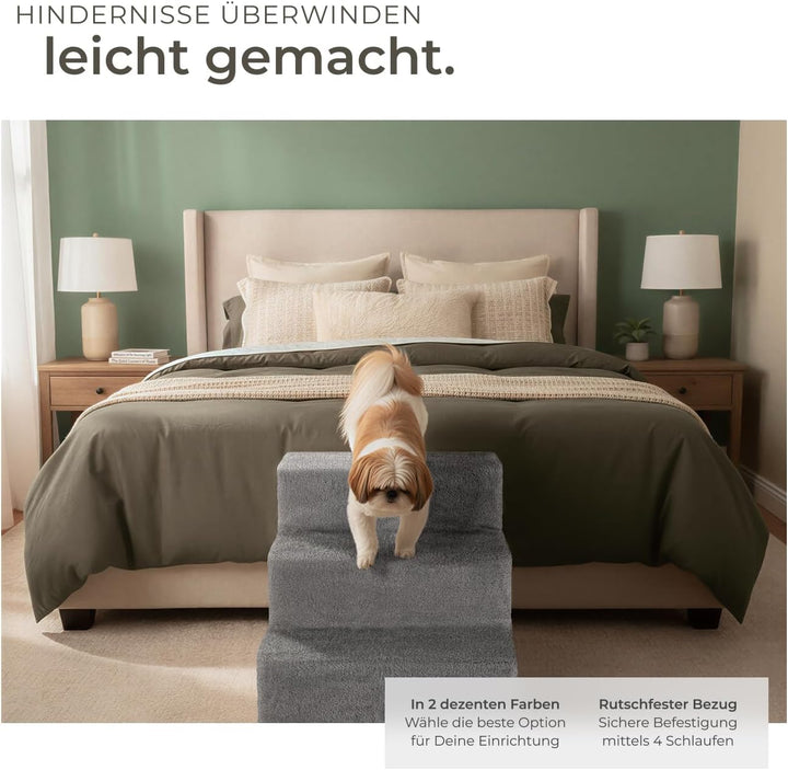 tectake® Hundetreppe oder Katzentreppe, Haustiertreppe, Einstiegshilfe mit waschbarem Bezug, extra F