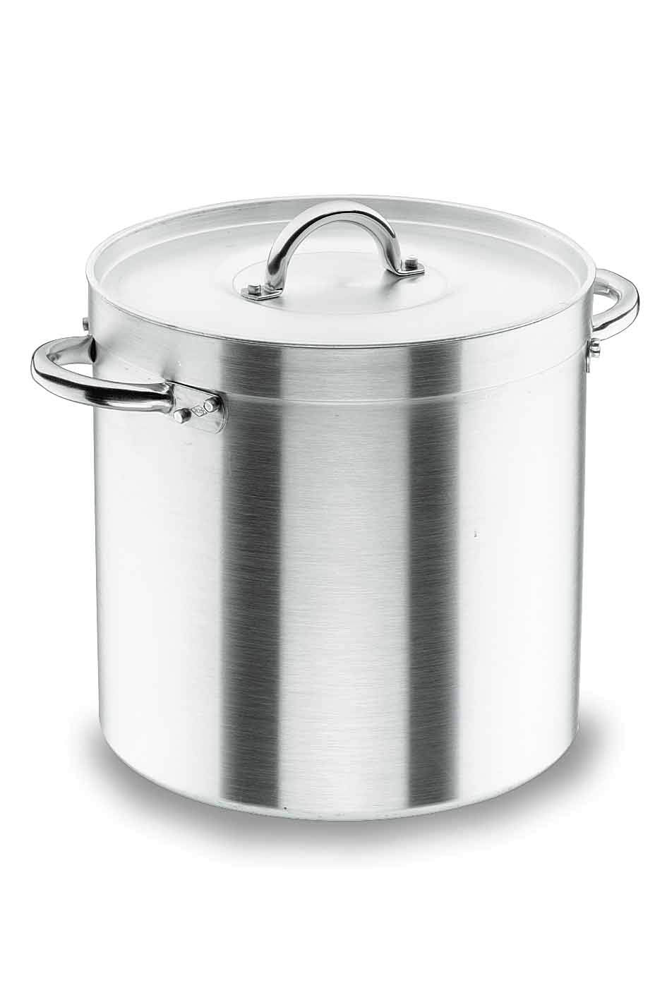 LACOR 20124 Hoher Suppentopf mit Deckel 24 cm, Silber, 24 cm