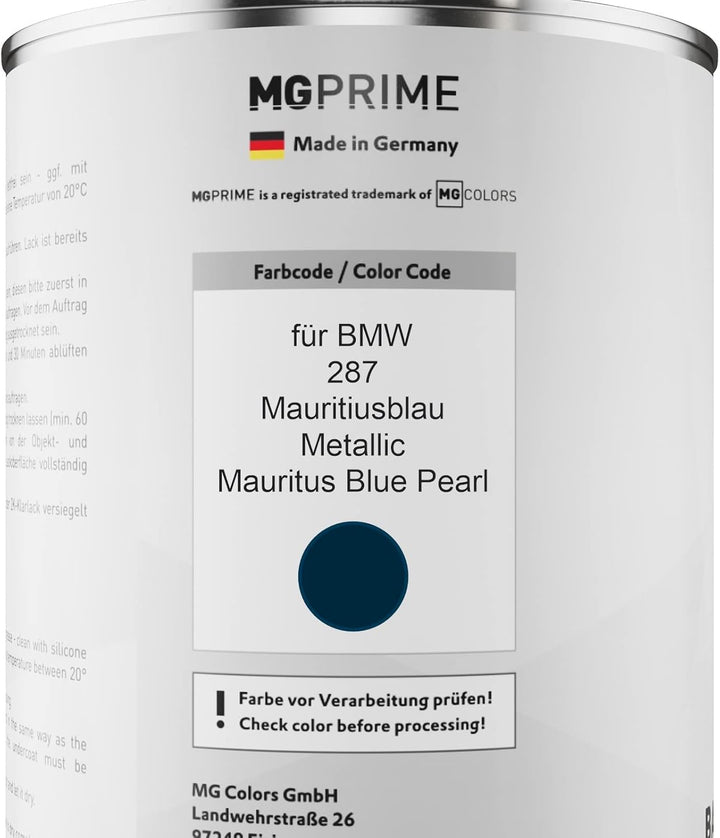 MG PRIME Autolack Dose Set für BMW 287 Mauritiusblau Metallic/Mauritus Blue Pearl Basislack 2K Klarl