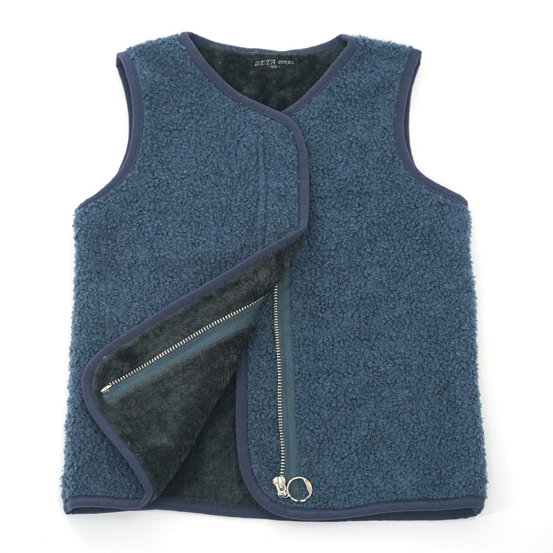 Happy Cherry Jungen Mädchen Fleece-Weste Flauschig Atmungsaktive Outdoor 120 Blau-bb, 120 Blau-bb