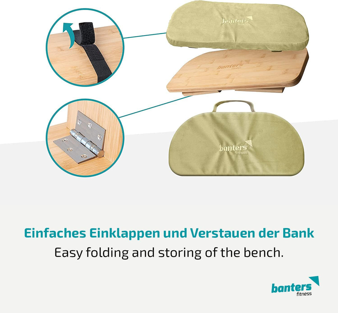 banters Meditationsbank aus Bambus, klappbarer Meditationshocker mit Kissen Hellgrün, Hellgrün