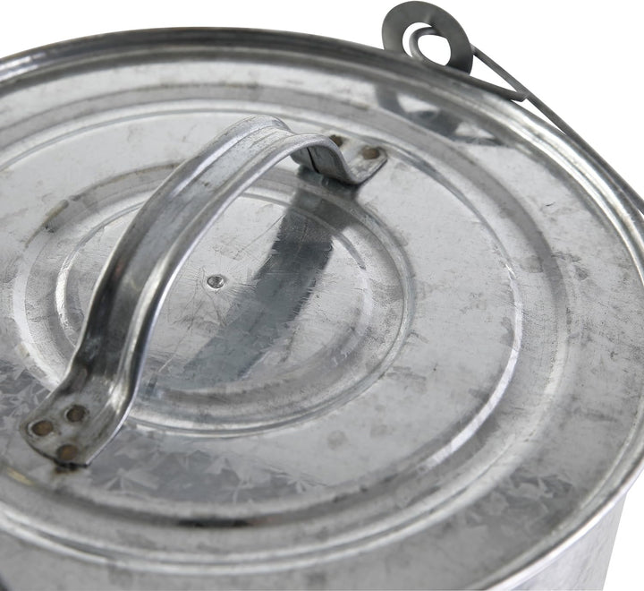 Kamino-Flam Zink-Ascheeimer mit Deckel - Kohleneimer klein, 14l - Kohleeimer verzinkt - Zinkeimer /