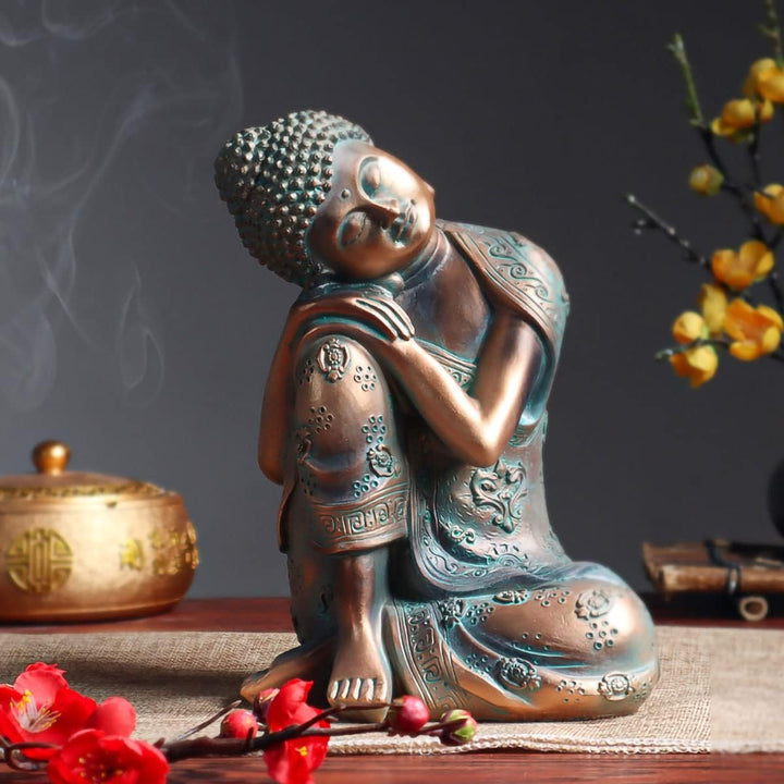 Vivi Idee schlafende Buddha Figur Statue Skulptur, Tischdeko Meditation Thailand, Deko Wohnzimmer Ba
