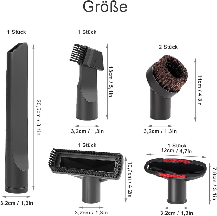 7 Stück Staubsauger Aufsätze, Staubsaugeraufsätze, Geeignet für Staubsauger mit 32-35 MM Innendurchm
