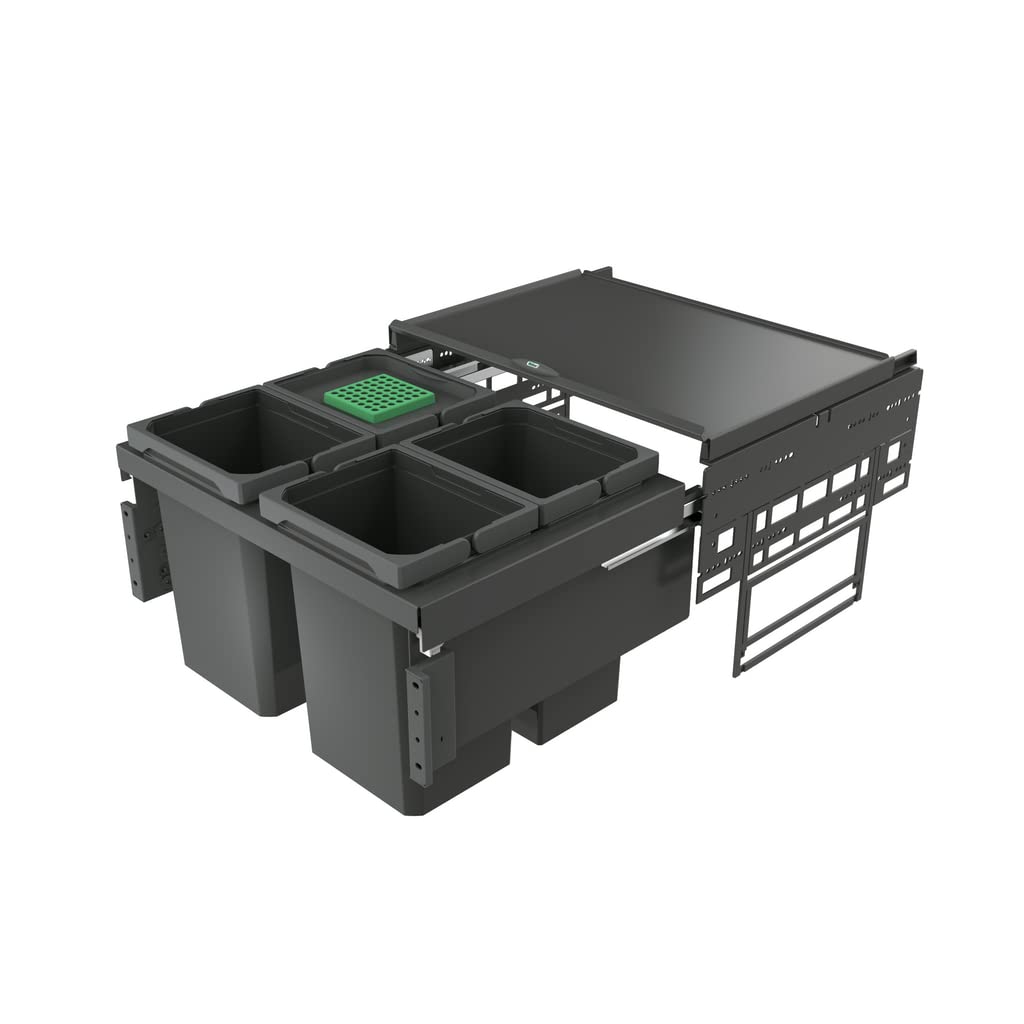 Naber 8013317 Abfallsammler Cox® Base 360 S/600-4 mit Biodeckel, anthrazit / 60 cm Schrankbreite