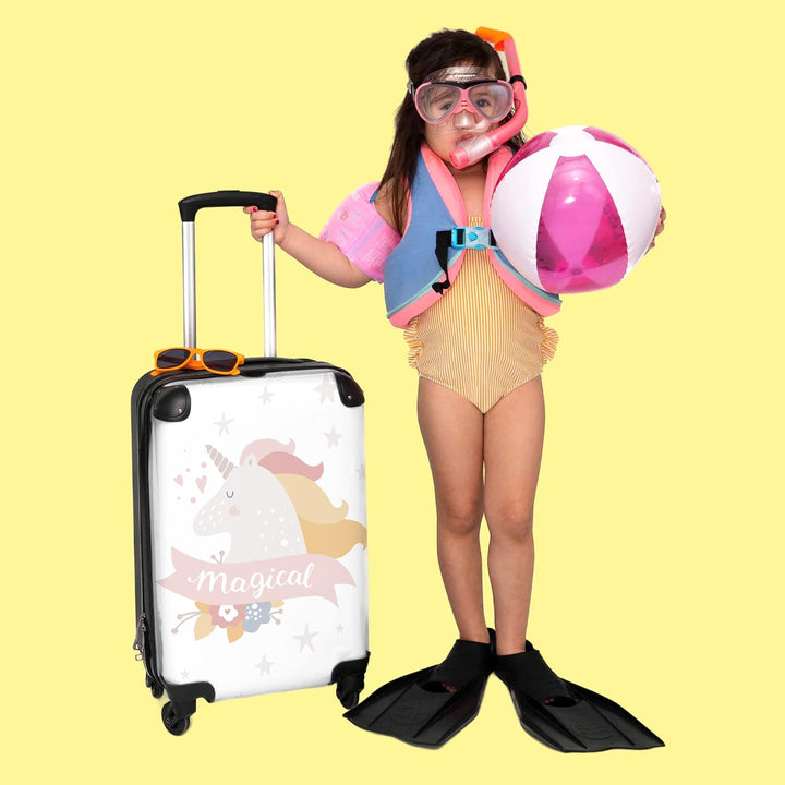 NoBoringSuitcases.com® Kinderkoffer Mädchen - Reisekoffer Kinder, Kabinentrolley, Leichtgewicht, 4 R
