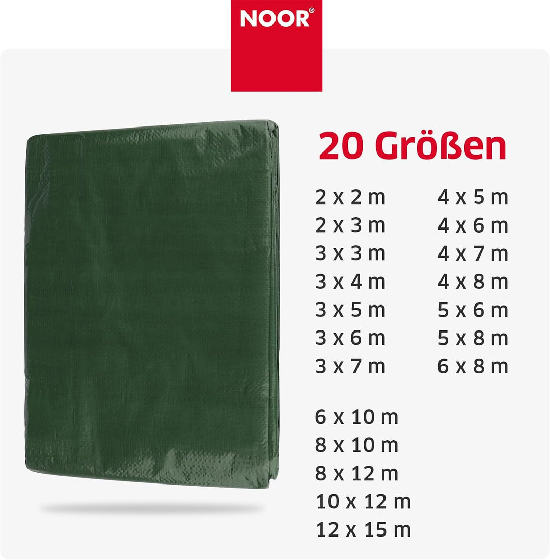 NOOR Abdeckplane SUPER 200g/m² Grün I 5 x 6 m I Allzweckplane für Schutz vor Witterung I Ideal geeig