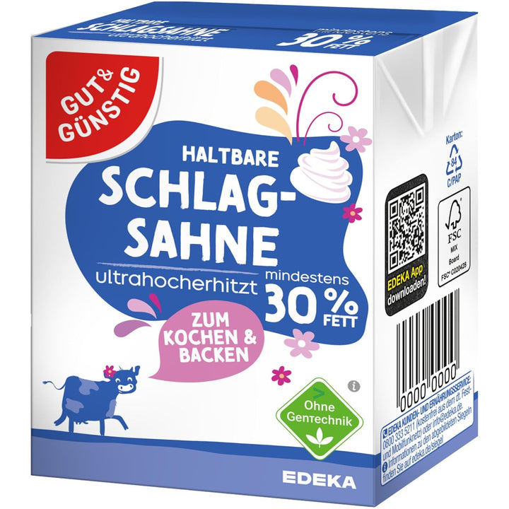 Gut&Günstig Haltbare Schlagsahne 30% Fett VPE (27x200g Packung) + usy Block