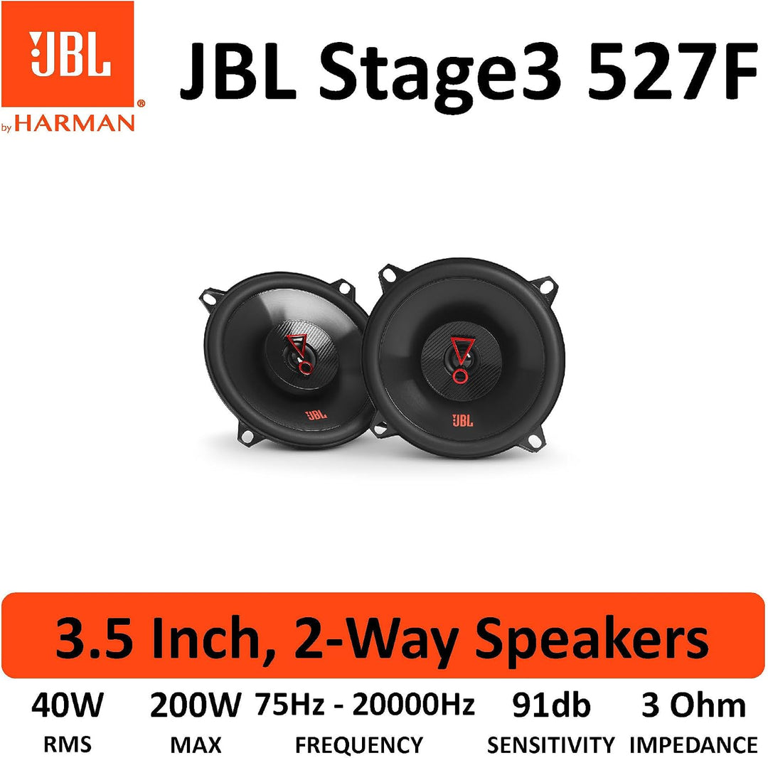JBL Stage3 527F 2-Wege Auto Lautsprecher Set von Harman Kardon - 200 Watt Autolautsprecher - 2 stück