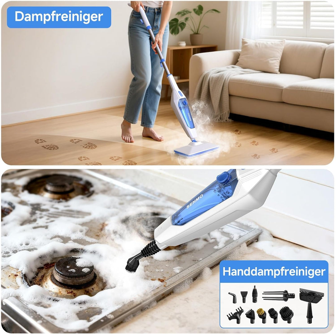 SENMO Dampfreiniger 10-in-1 mit abnehmbarem Handdampfreiniger, 15 s Aufheizzeit, 230°F Heissdampf, a