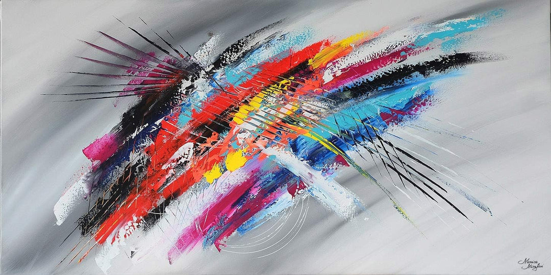 Monica Mirafiori I 100% HANDGEMALT I Gemälde Multicolor 120x60cm | Gemälde Handgemalt | Acrylgemälde