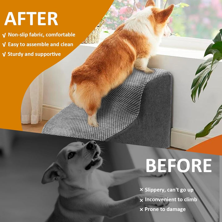 Hunde Treppe Bett 2 Stufen Haustiertreppe 30cm Hoch für Kleine Hunde Hundetreppe mit Waschbarem Bezu