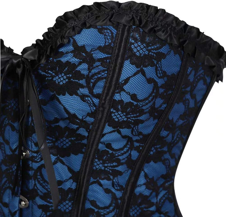 Vollbrust Kleid Corsage Bustier Korsett Kleider Spitze lang asymmetrisch Rock tüllrock Halloween, Bl
