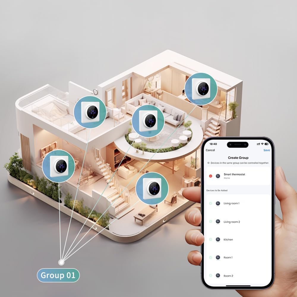 AVATTO Thermostat für Elektrische Fussbodenheizung Smart WiFi Thermostat Programmierbar Raumthermost