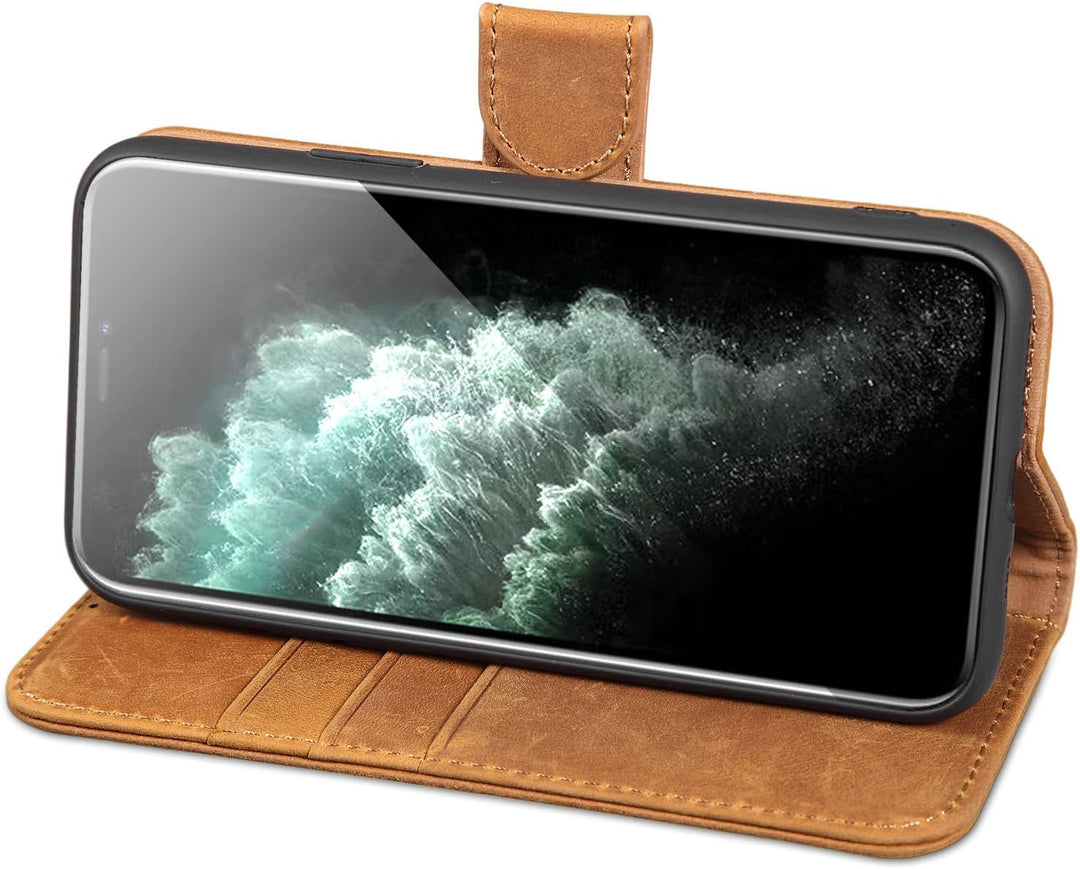 LENSUN Echtleder Hülle für iPhone 11 Pro, Handyhülle [Echtes Leder][Magnetverschluss][RFID Schutz] H