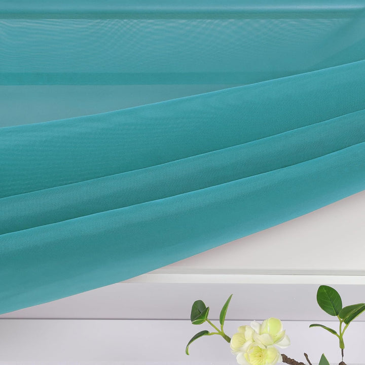 Yujiao Mao Uni Farbe Voile Freihandbogen Schals Querbehang Deko Gardinen Aqua BxL 140X600cm BxL 140X