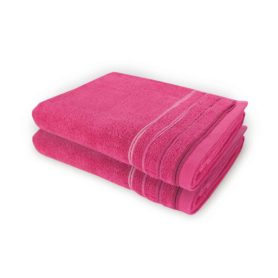 WohnDirect Duschtuch Set 2 teilig - 2 Badetücher (70x140) - Frottee 100% Baumwolle - Pink 2 Badetüch