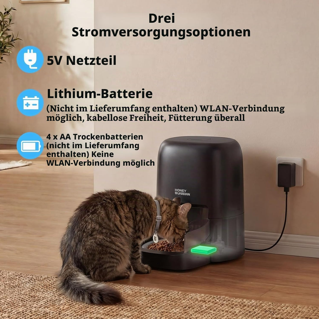 Futterautomat Katze RFID, 5G WiFi Futterspender Katze mit Collar-Tag-Sensor, 4.6L Katzenfutter Autom