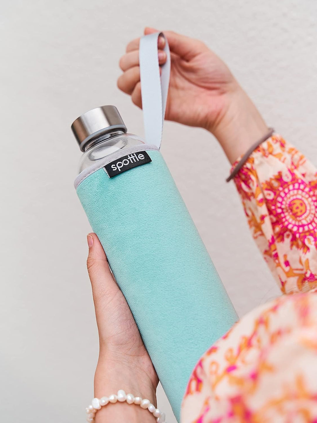 spottle Trinkflasche aus Glas 1l - Glasflasche 500ml - 750ml - 1 liter mit Neoprenhülle - Schutzhüll