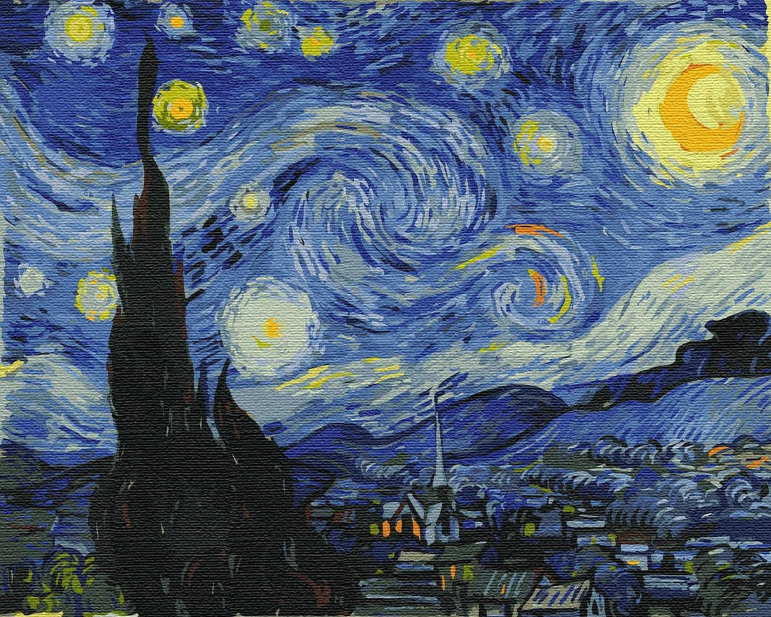 Artnapi Malen nach Zahlen Erwachsene mit Rahmen | DIY Handgemalt | Van Gogh Sternennacht | Kit für A