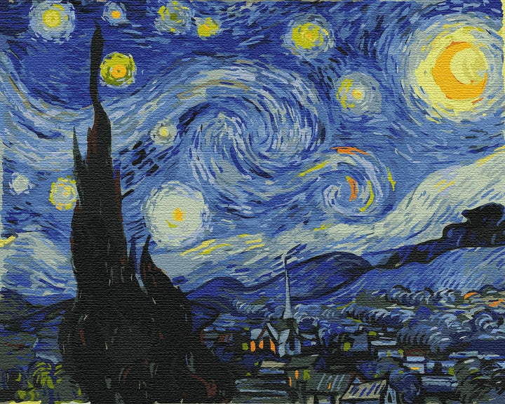 Artnapi Malen nach Zahlen Erwachsene mit Rahmen | DIY Handgemalt | Van Gogh Sternennacht | Kit für A