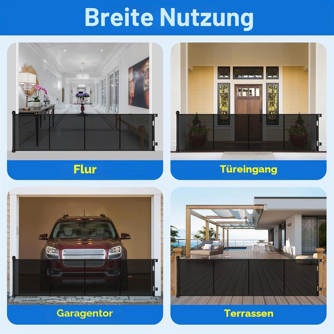 86x500cm Extra breites Türschutzgitter Ausziehbar, MYPIN Sicherheitstor Hundetor für Indoor-Wohnzimm