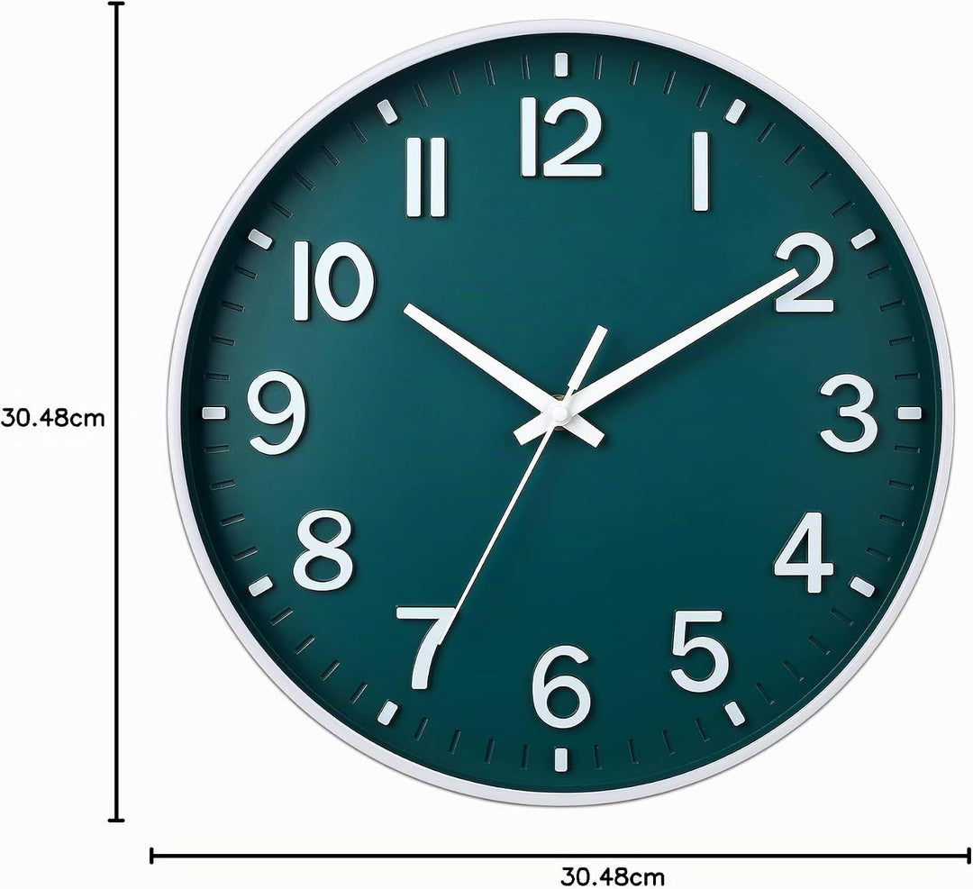HZDHCLH 30cm Lautlos Wanduhr Schleichende Sekunde mit Arabisch Ziffer ohne Ticken für Dekoration Woh