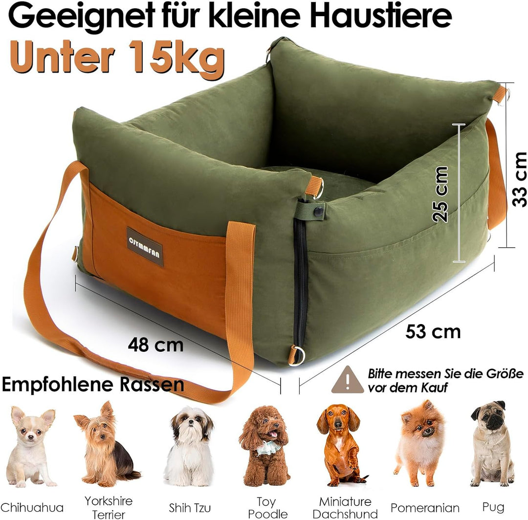 Hundesitz Auto für Kleine Hunde Unter 15KG, Tragbares Hundekorb mit Ausziehbarer Ruhebereich, Abnehm