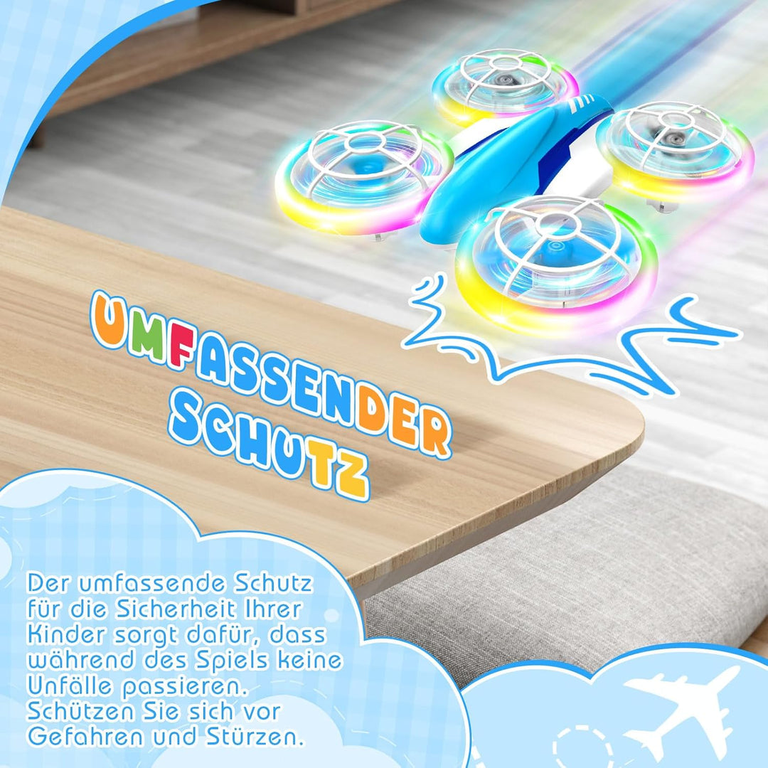 RC Drohne für Kinder 6-14 Jahre mit LED-Beleuchtung, 360° Flips & Ein-Knopf-Landung - Quadrocopter S