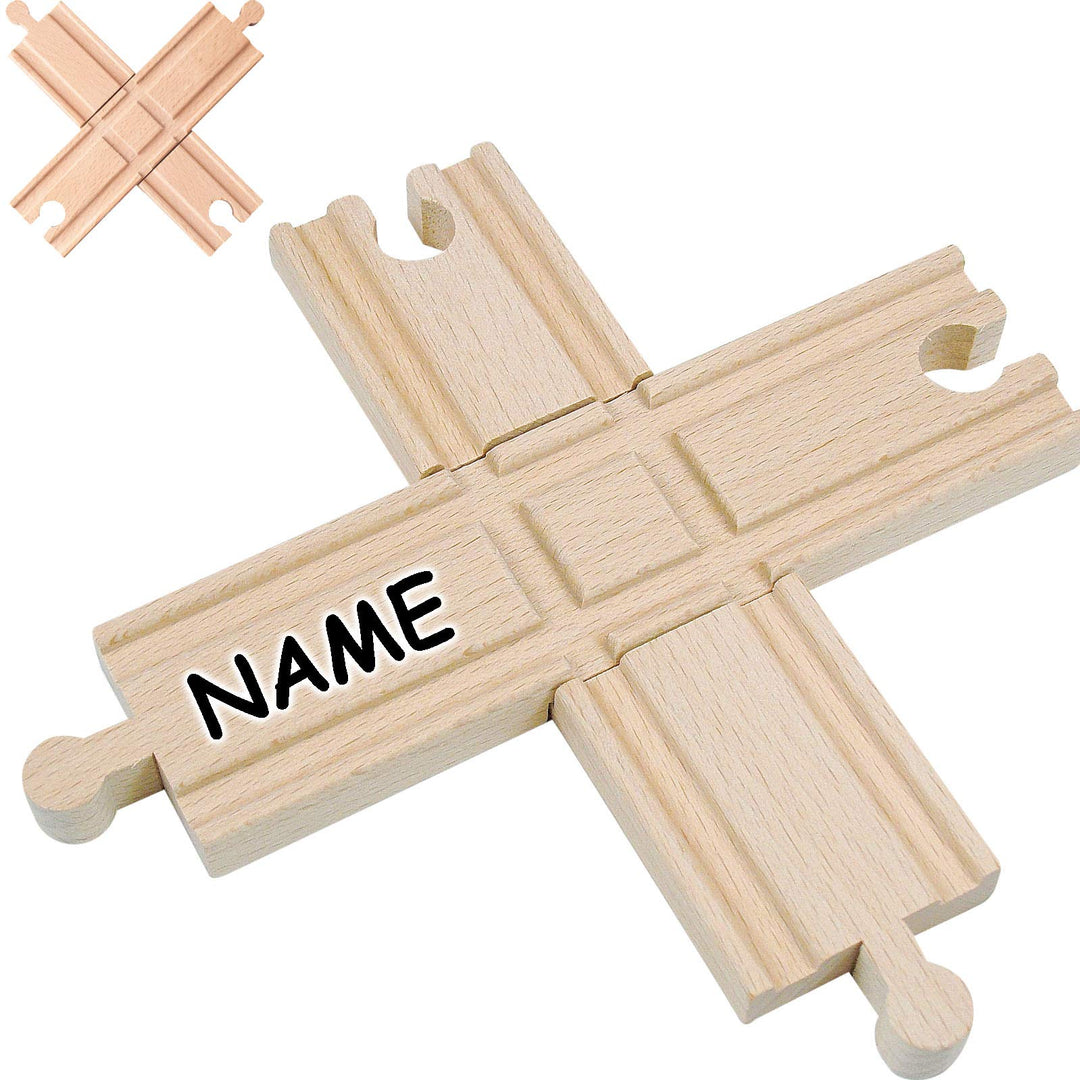 alles-meine.de GmbH 4 Stück Holz - Schienen - Kreuzung - je 2 teilig - inkl. Name - für Eisenbahn/Ho