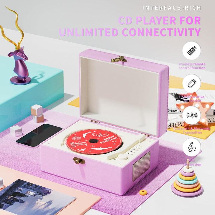 Yintiny CD-Player aus Leder mit Lautsprechern für Heimdekoration