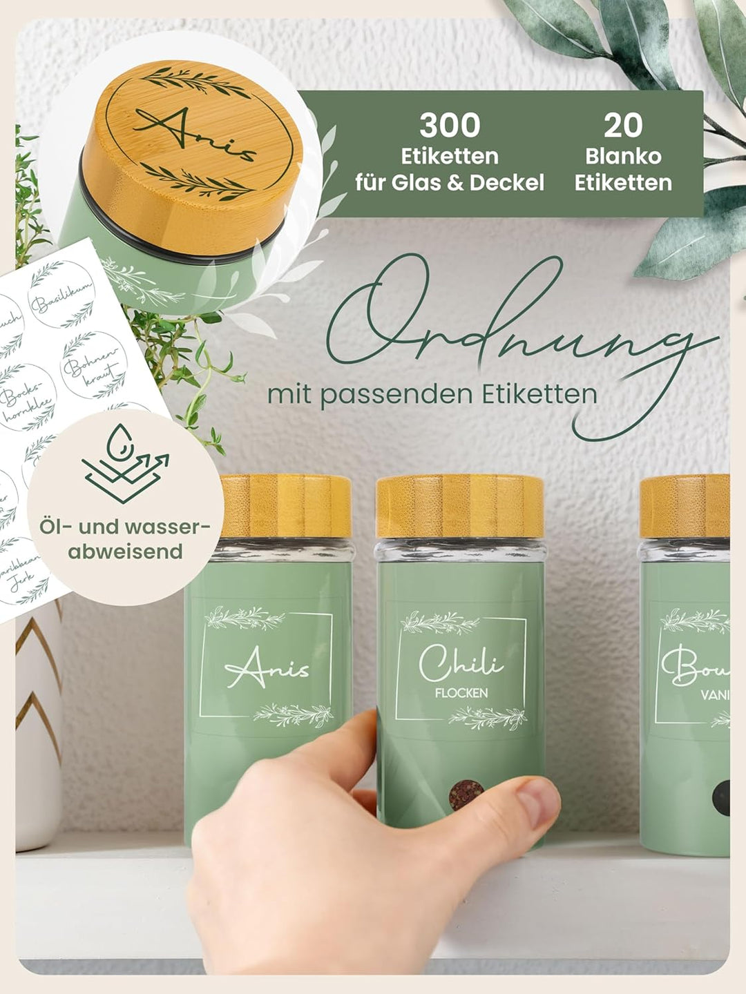 Fräulein Zimmerzauber - Gewürzgläser 12 Stück - Gewürze in deiner Küche ordentlich & modern aufbewah