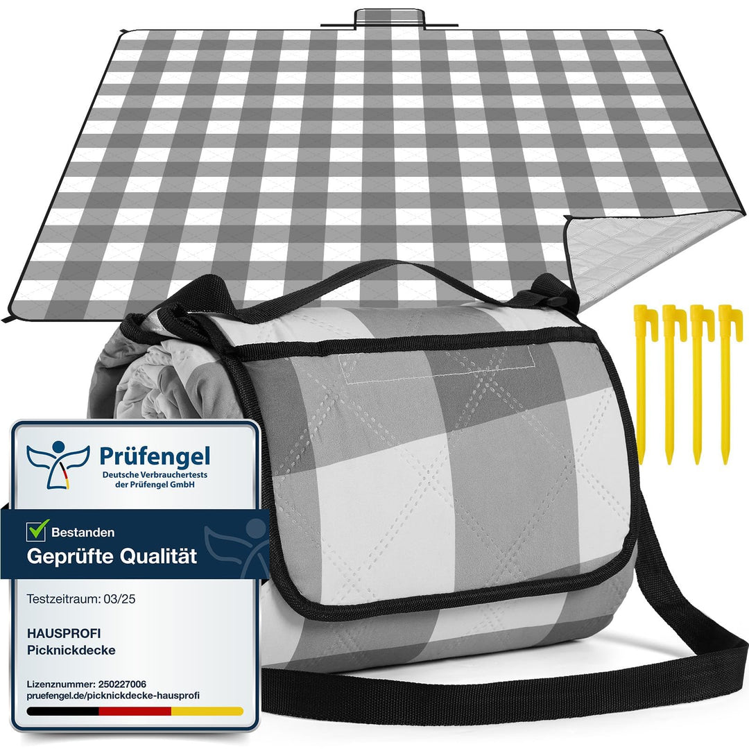 HAUSPROFI Picknickdecke 200x200cm, wasserdicht & isoliert - XXL Outdoor Decke für Picknick, Strand,